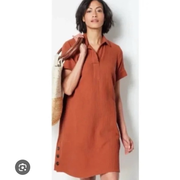 J Jill Small Petite Gauze Dress Mini Shift Cotton Pullover V-Neck Womens - Picture 1 of 10